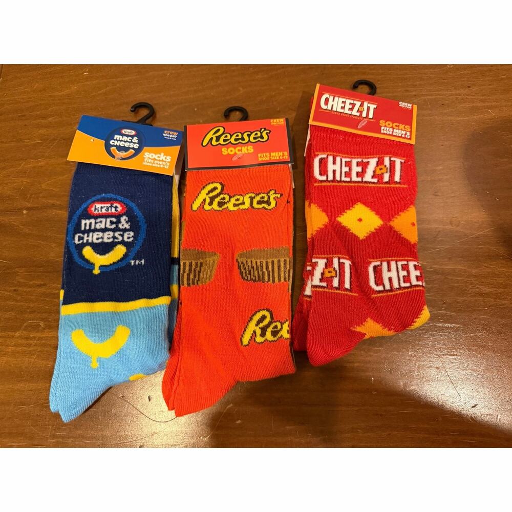 Snack Brand Crew Socks Bundle – Reese’s, Cheez-It, Kraft Mac & Cheese – NWT